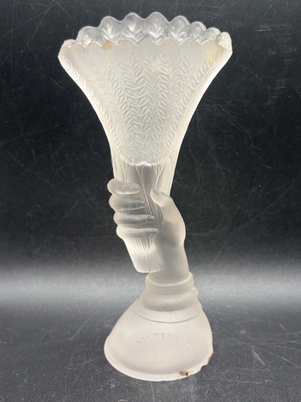 Victorian Antique 1876 Centennial Worlds Fair Souvenir EAPG Glass Hand Vase